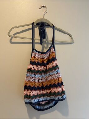 American Eagle Outfitters Multicolor Crochet Halter Tank